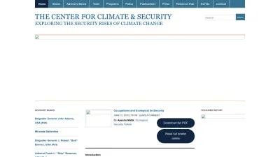 Screenshot preview of climateandsecurity.org
