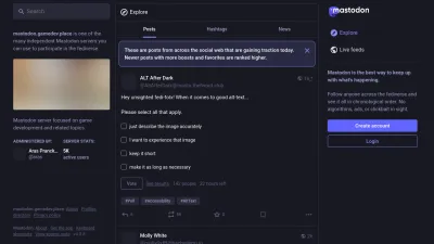 Screenshot preview of mastodon.gamedev.place