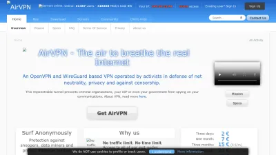 Screenshot preview of airvpn.org