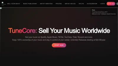 Screenshot preview of tunecore.com