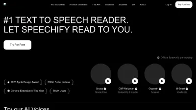 Screenshot preview of speechify.com