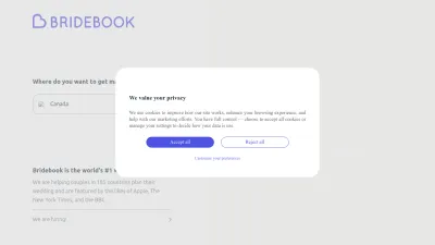 Screenshot preview of bridebook.com
