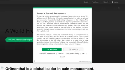 Screenshot preview of grunenthal.com