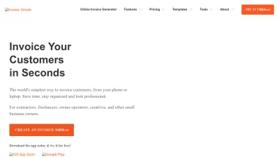 Screenshot preview of invoicesimple.com