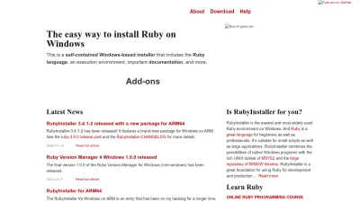 Screenshot preview of rubyinstaller.org