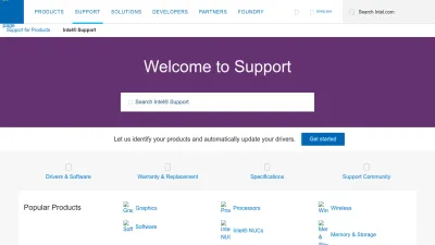 Screenshot preview of support.intel.com