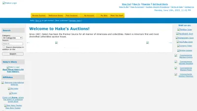 Screenshot preview of hakes.com