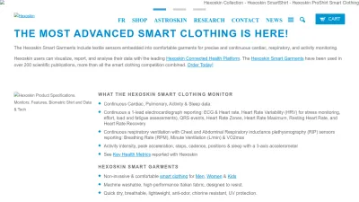 Screenshot preview of hexoskin.com