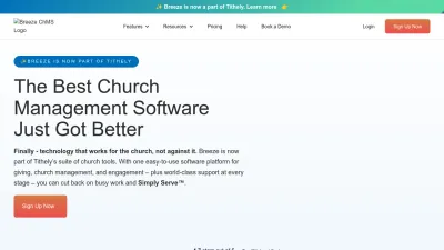 Screenshot preview of breezechms.com