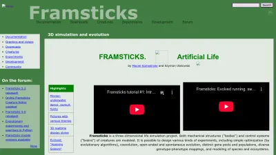 Screenshot preview of framsticks.com