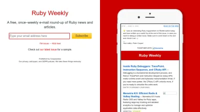 Screenshot preview of rubyweekly.com