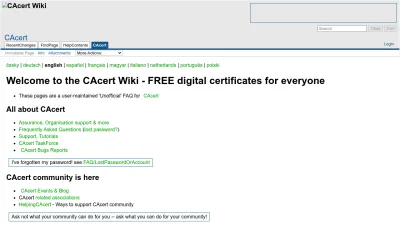 Screenshot preview of wiki.cacert.org