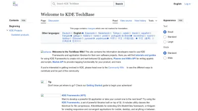 Screenshot preview of techbase.kde.org