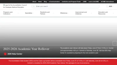Screenshot preview of acgme.org