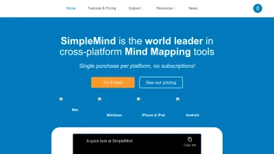Screenshot preview of simplemind.eu