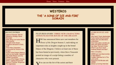 Screenshot preview of westeros.org