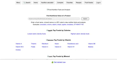Screenshot preview of nutritionvalue.org