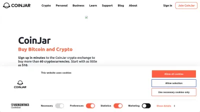 Screenshot preview of coinjar.com