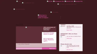 Screenshot preview of findmadeleine.com