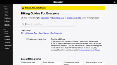 Screenshot preview of hikingguy.com