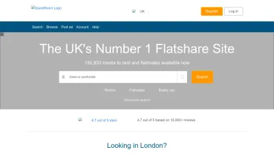 Screenshot preview of spareroom.co.uk