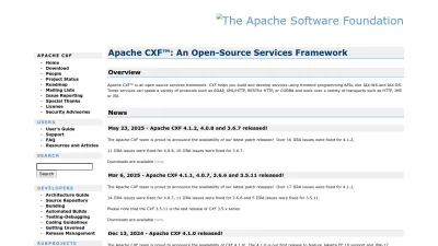 Screenshot preview of cxf.apache.org