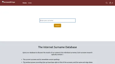 Screenshot preview of surnamedb.com