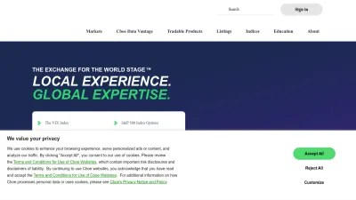 Screenshot preview of cboe.com