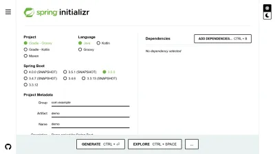 Screenshot preview of start.spring.io