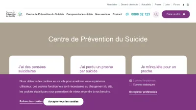 Screenshot preview of preventionsuicide.be