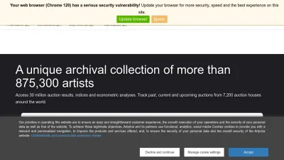 Screenshot preview of artprice.com