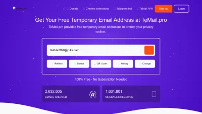 Screenshot preview of temail.pro