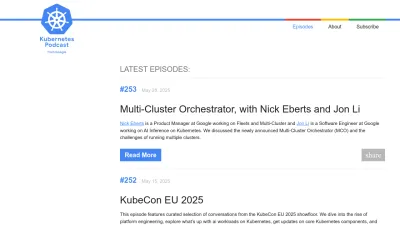 Screenshot preview of kubernetespodcast.com