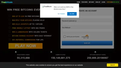 Screenshot preview of freebitco.in