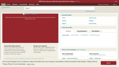 Screenshot preview of cellartracker.com