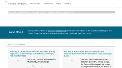 Screenshot preview of climatefeedback.org