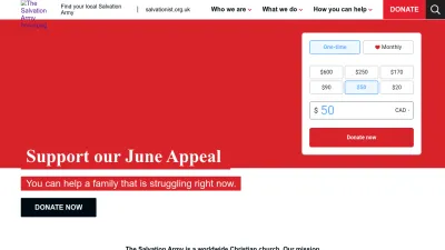 Screenshot preview of salvationarmy.org.uk
