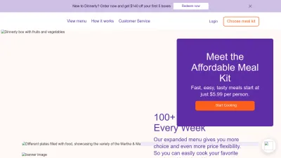 Screenshot preview of dinnerly.com