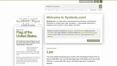 Screenshot preview of symbols.com