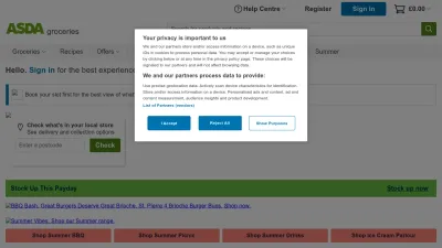 Screenshot preview of groceries.asda.com