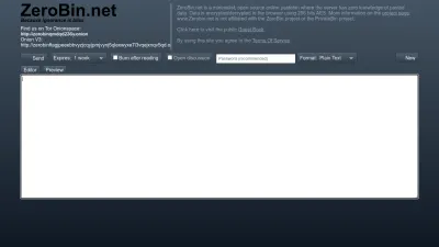 Screenshot preview of zerobin.net