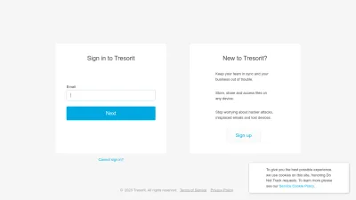 Screenshot preview of web.tresorit.com