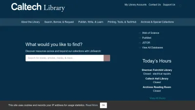Screenshot of Library.caltech.edu