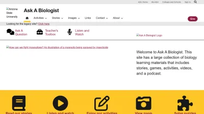 Screenshot preview of askabiologist.asu.edu