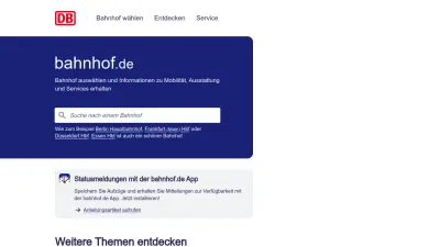 Screenshot preview of bahnhof.de