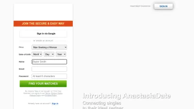 Screenshot preview of anastasiadate.com