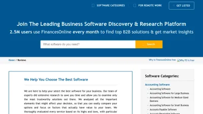 Screenshot preview of reviews.financesonline.com