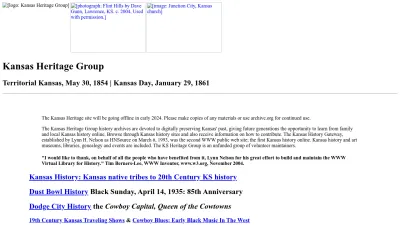 Screenshot preview of kansasheritage.org