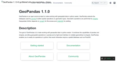 Screenshot preview of geopandas.org