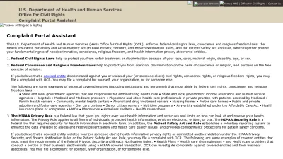 Screenshot preview of ocrportal.hhs.gov